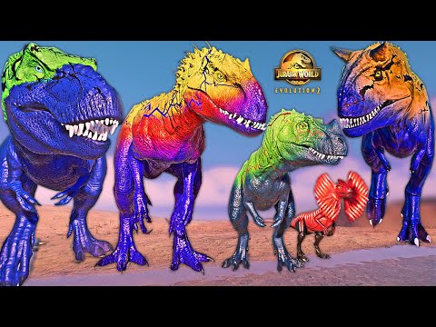 MAGMA Color Pack Dinosaurs! Spinosaurus Vs T-REX & Albertosaurus Jurassic World Evolution 2 Fighting