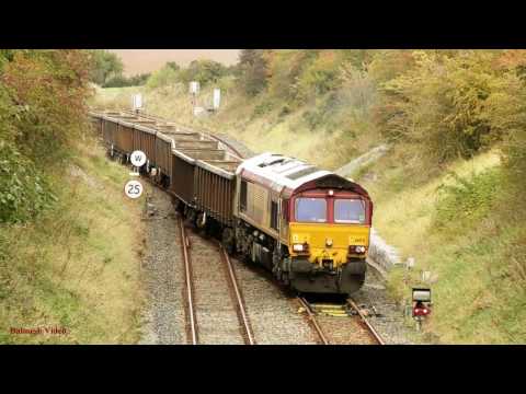 Gypsum Train Departs Newbiggin Works - Class 66 action.