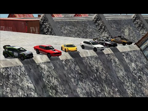 Cars vs Dangerous Stairs #3 | Stairs Jumps Down – BeamNG.Drive
