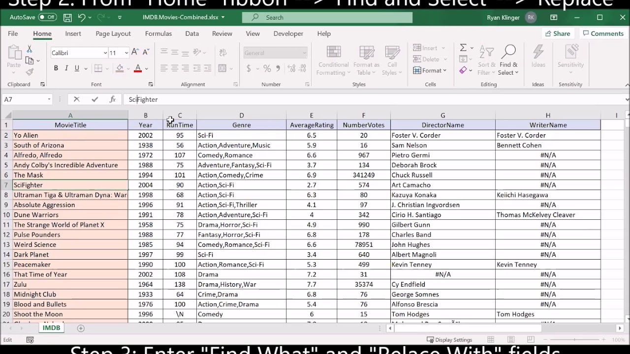 Excel Tutorial: Using the Find and Replace tool