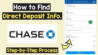 Find Direct Deposit Information Chase Bank Account | Chase Direct Deposit Info Institution Number