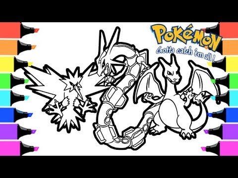Pokemon Zapdos Rayquaza Charizard Coloring book pages for kids