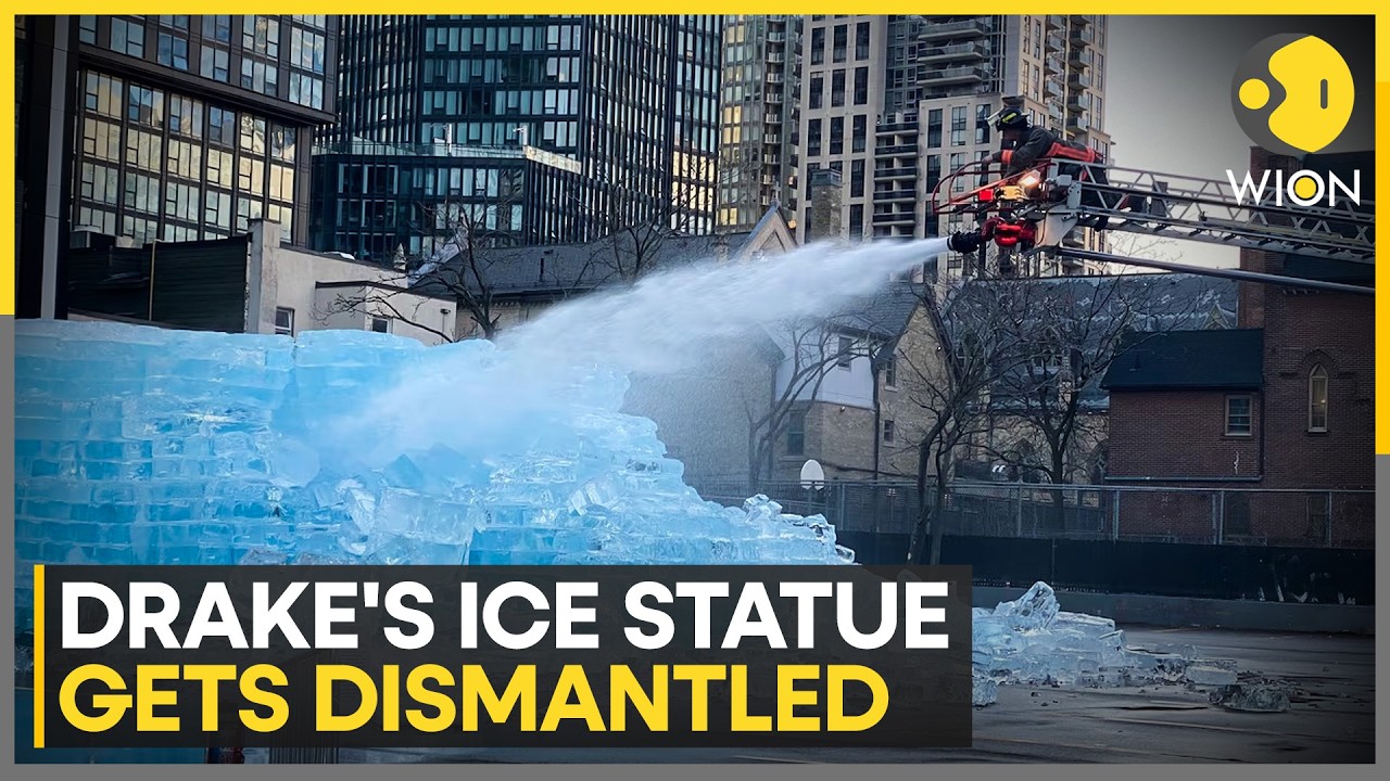Drake Ice Statue Sparks Chaos In Toronto, Police Step In As Crowd Dismantles Installation | WION