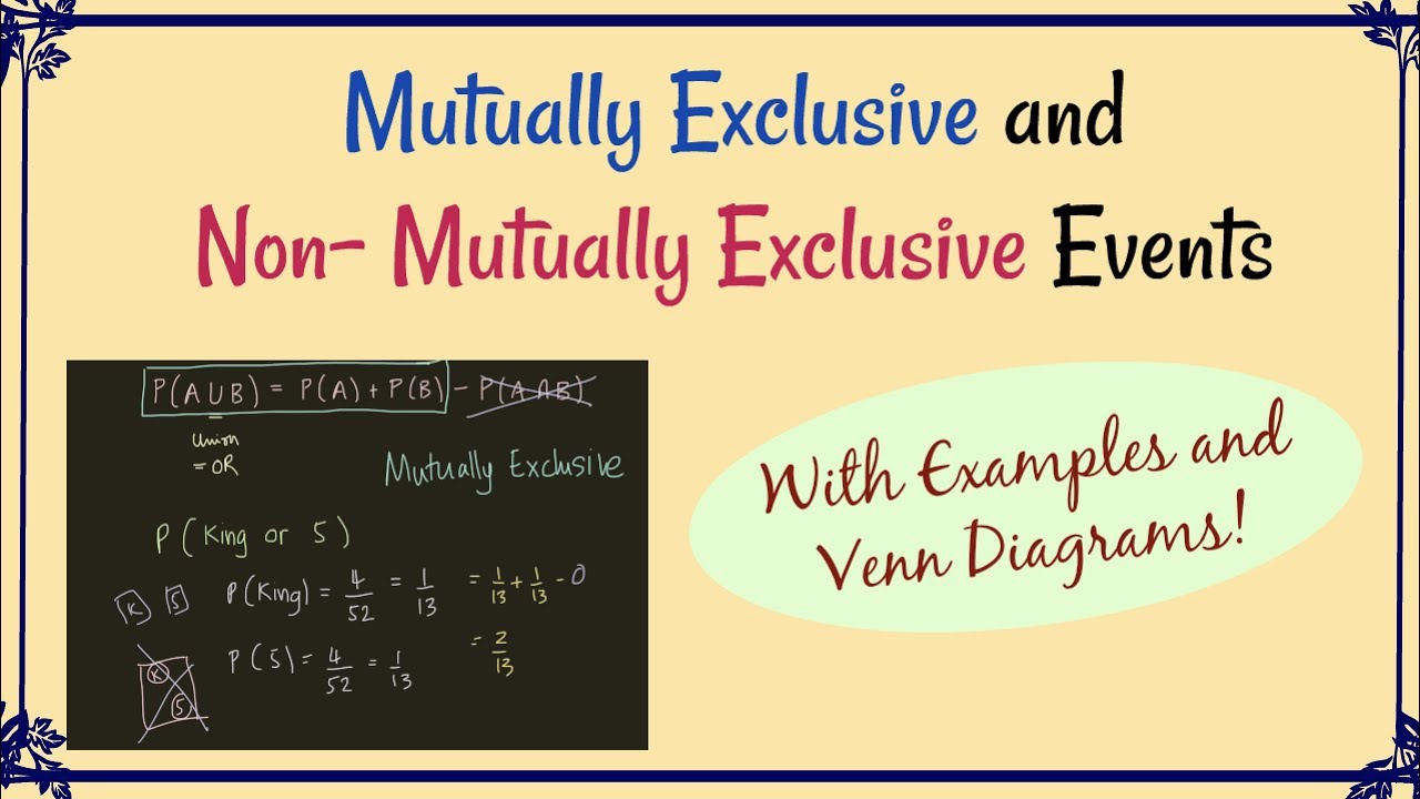 Mutually Exclusive and Non-Mutually Exclusive Events  | With Examples and Venn Diagrams