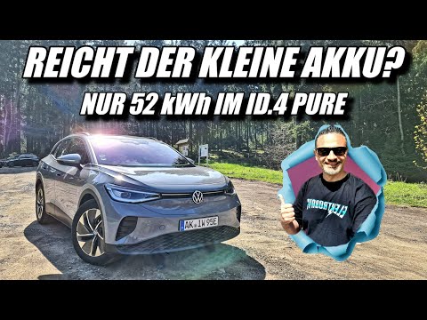 VW ID.4 Pure Reale Reichweite vom BASIS AKKU mit 52 kWh! #vwid4 #id4pure #elektroauto