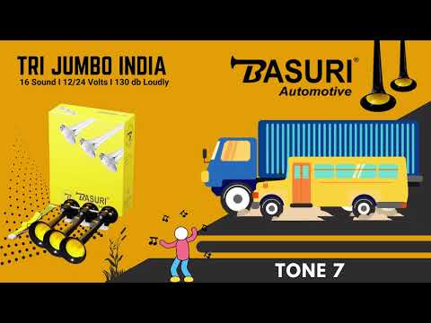 BASURI® Musical Air Horn | 12/24 Volt |  Version 16 Super Loud Sounds 3 Pipe For Bus and Truck
