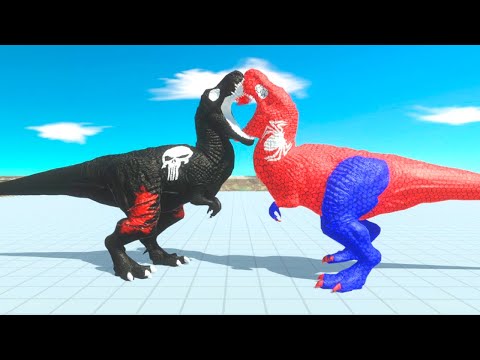 SPIDER MAN VS THE PUNISHER T REX DEATH RUN - Animal Revolt Battle Simulator