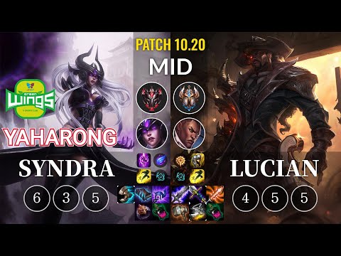JAG Yaharong Syndra vs Lucian Mid - KR Patch 10.20