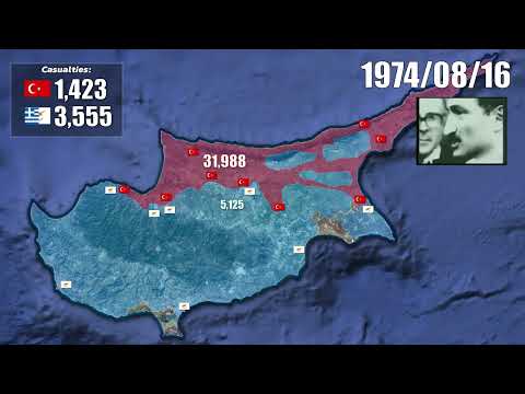 Turkish Invasion of Cyprus 1974 [Every Day With Army Sizes, Units]