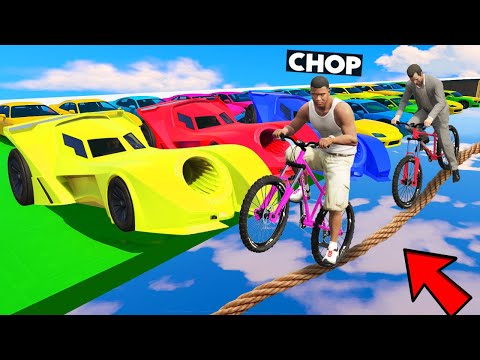GTA 5 CHOP PUSHED ME OFF THE RAMP IN CARS VS RUNNER