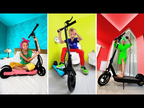 ⏰ 24 de ORE cu TROTINETA  ELECTRICĂ ⚡ vs SIMPLĂ 🛴