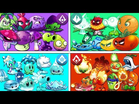 All Plants 4 Team FIRE x ICE x ELECTRIC x POISON Battlez - Who Will Win? - PvZ 2 v10.8.1