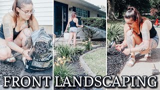 DIY FRONT YARD LANDSCAPING | LANDSCAPE LIGHTING IDEAS, TRIM HEDGES & YARD CLEAN UP | HOUSE PROJECTS