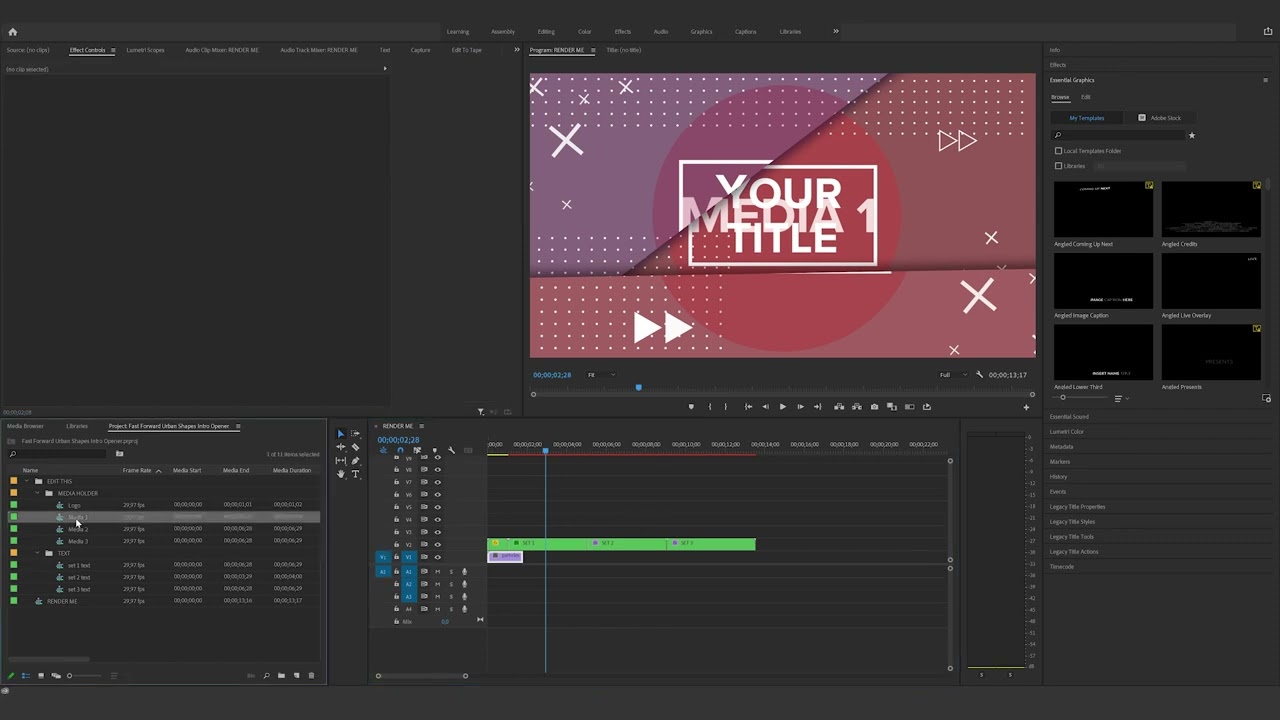 How to edit the Fast Forward Urban Shapes Intro Opener in Premiere Pro