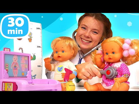 Doktorspiele mit Nenuco Puppen. Irene und Puppen. Puppen Kindergarten
