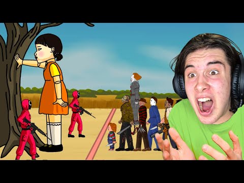 SQUID GAME LUTKA PROTIV JASON VORHESA, JEFFA, CHUCKY ,GHOST FACE I PREDATORA!!