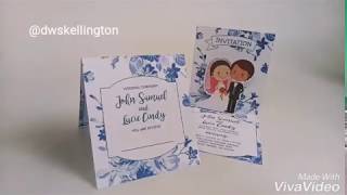 Pop Up Wedding Invitation Blue Flower Vintage DWSkellington