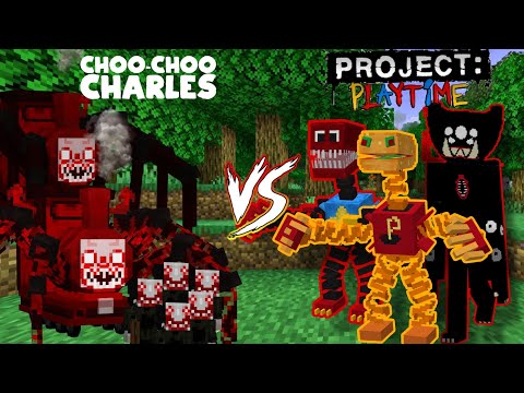 Choo Choo Charles By ICEy vs Project Playtime (Ham boo,Killy,Boxy) - Minecraft Addon Fight