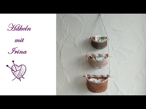 Hanging storage, organizer, utensil holder made of cotton crochet