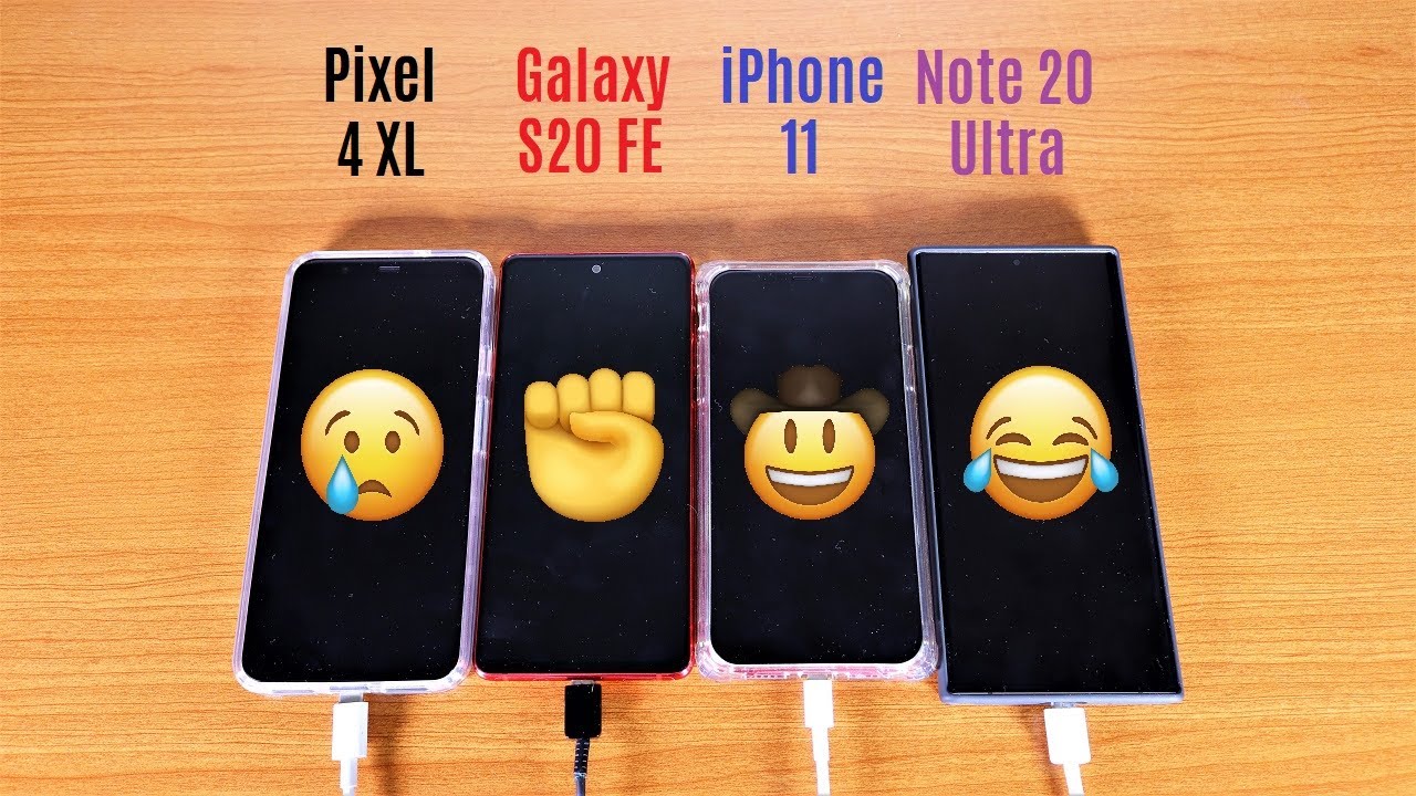Galaxy S20 FE 5G Vs iPhone 11 Vs Galaxy Note 20 Ultra 5G Vs Pixel 4 XL Battery Charging Test
