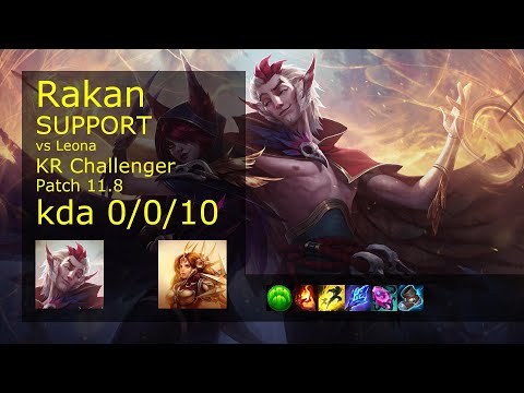 Rakan Support vs Leona - KR Challenger 0/0/10 Patch 11.8 Gameplay // [롤] 라칸 vs 레오나 서폿