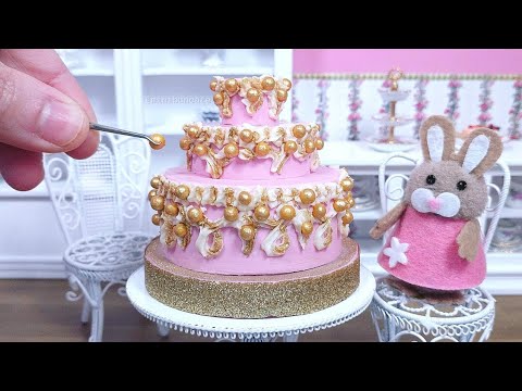 Miniature Pink and Gold Chocolate Wedding Cake - Mini Food ASMR