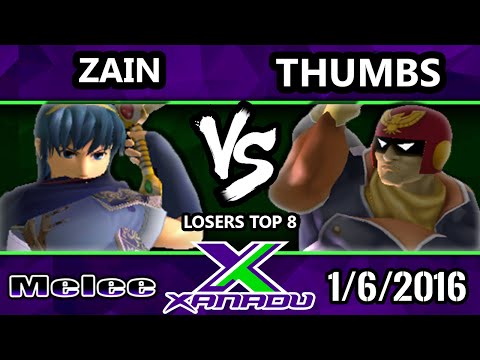 S@X 131 - Zain (Marth) Vs. Thumbs (Captain Falcon) SSBM Losers Quarters - Smash Melee
