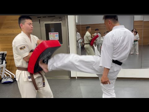 極真会‼️突き刺さる三日月🌙蹴り#karate #karate1 #martialarts #ミット打ち #空手 #kick #極真空手