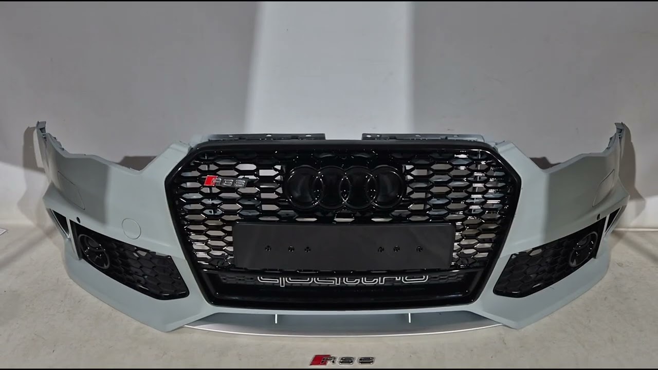 Audi A6 C7 2011-2017 гг. Передний бампер с черной решеткой RS6-Style (2014–2017) Video 2