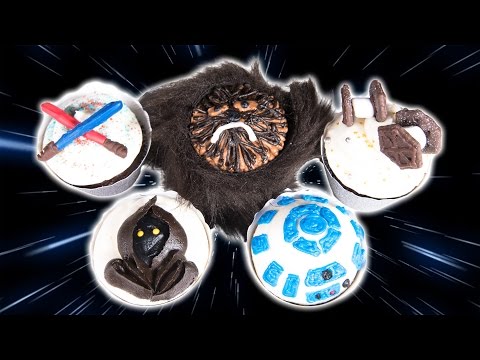 Star Wars Cupcakes w/ My Cupcake Addiction: TIE fighters, R2D2, Jawa, Chewbacca & Lightsabers