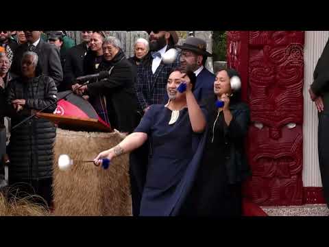 Te Arikinui Kuini Nga wai hono i te po performs poi at Koroneihana