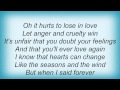 Tracy Chapman - Less Than Strangers Lyrics