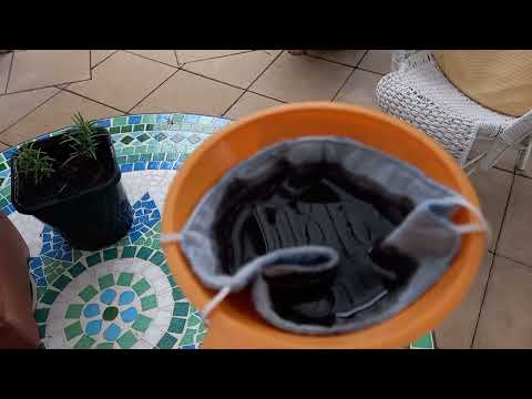 Cleaning used motor oil through a cloth filter.