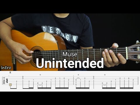 UNINTENDED - MUSE - Fingerstyle Guitar Tutorial TAB + Chords + Lyrics