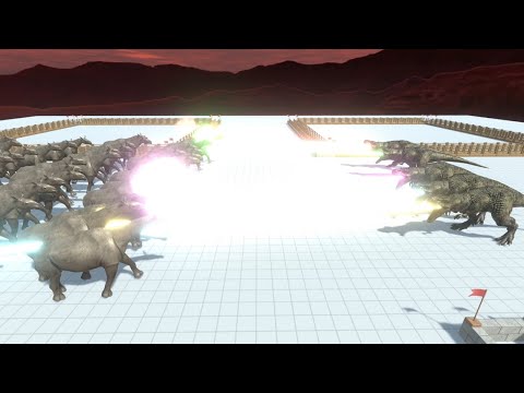 Godzilla Rex vs 100 Prehistoric Mammals Animal Revolt Battle Simulator