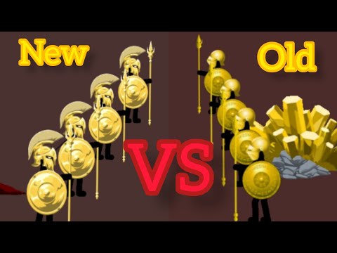 Golden Speartons in the old version and in the new version of Stick War
