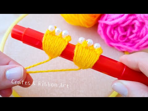 It's so Beautiful !! Super Easy Flower Craft Ideas with Wool - Hand Embroidery Amazing Flower Design