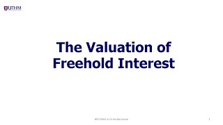 [#002] The Valuation for Freehold Interest
