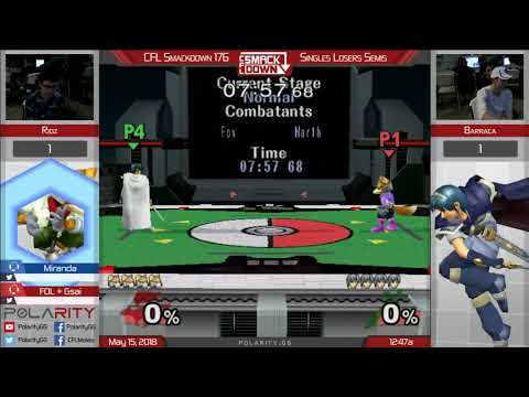 CFL Smackdown 176 Melee - Ridz (Fox) vs Barraca (Marth) - Losers Semis