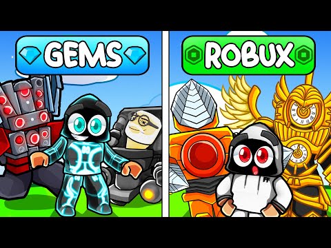 GEMS vs ROBUX Units In TOILET TOWER DEFENSE!