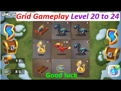 Level 20 to 24 Tyrant Grid Game play-Dragon Mania legends | First Tyrant Light Event | DML