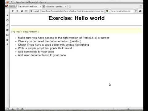 Beginner Perl Maven tutorial: 1.10 - Exercise: hello world