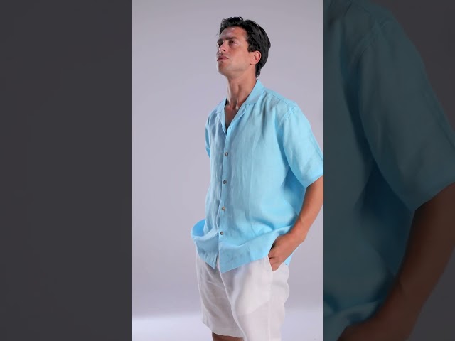 قميص تركوازي نص كم