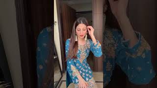 Blue Embellished Chiffon Gharara - Video 2