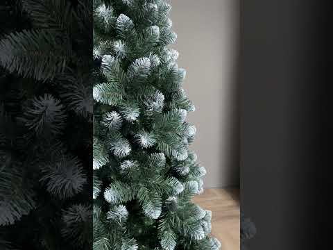 фото акция новогодняя елка с белыми кончиками / елка из пвх из качетсвенной хвои с эффектом инея 180 см 0