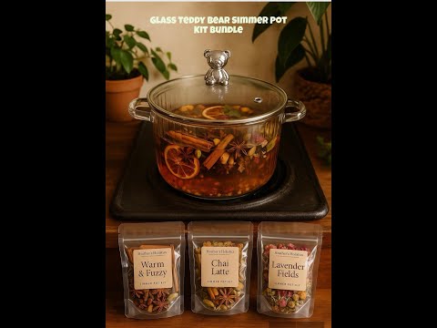 Glass Teddy Bear Simmer Pot Bundle With any 3  Simmer Pot Kits of your choice . Clear glass pot