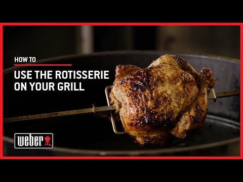 Part of a video titled How to Use the Rotisserie on Your Grill - YouTube