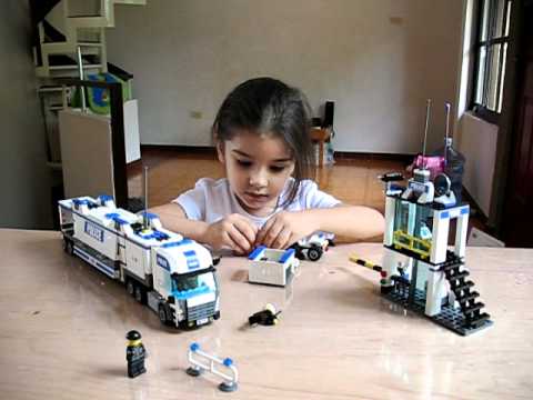 Alice playing with LEGO City Police Command Center 7743