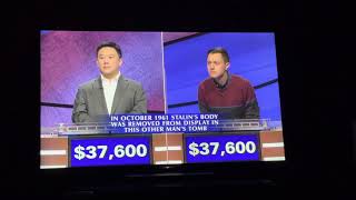 Jeopardy Tiebreaker Between Brian Chang and Jack Weller for $37,600 on January 22, 2021