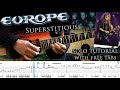 Europe - Superstitious guitar solo lesson (with tablatures and backing tracks)